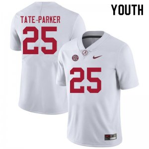 NCAA Youth Alabama Crimson Tide #25 Jordan Tate-Parker Stitched College 2021 Nike Authentic White Football Jersey FA17K11EB